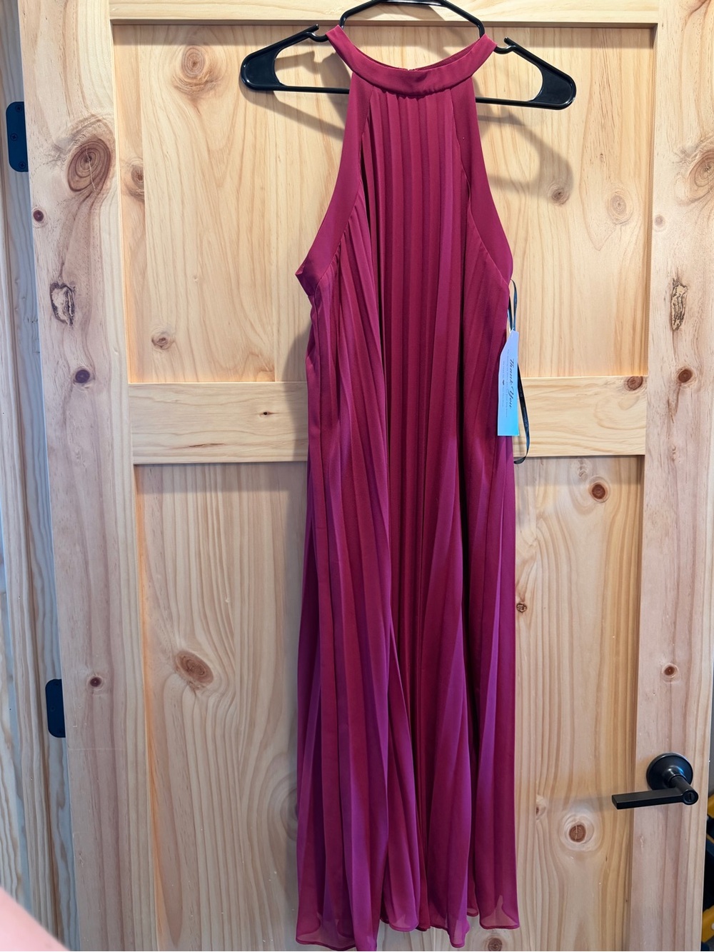 BCBGeneration Halter Pleated Maxi Dress - Berry Rose